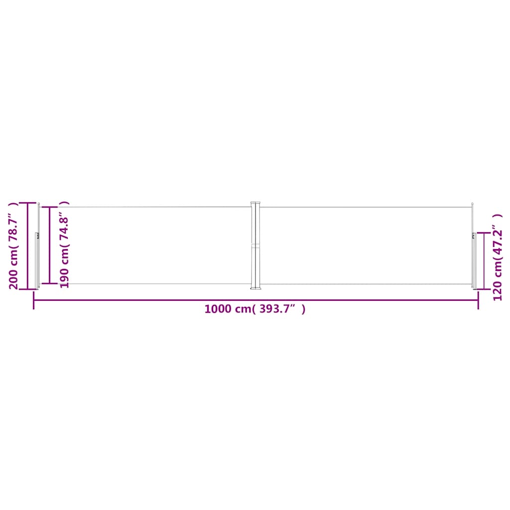 Uvlačiva bočna tenda crvena 200 x 1000 cm