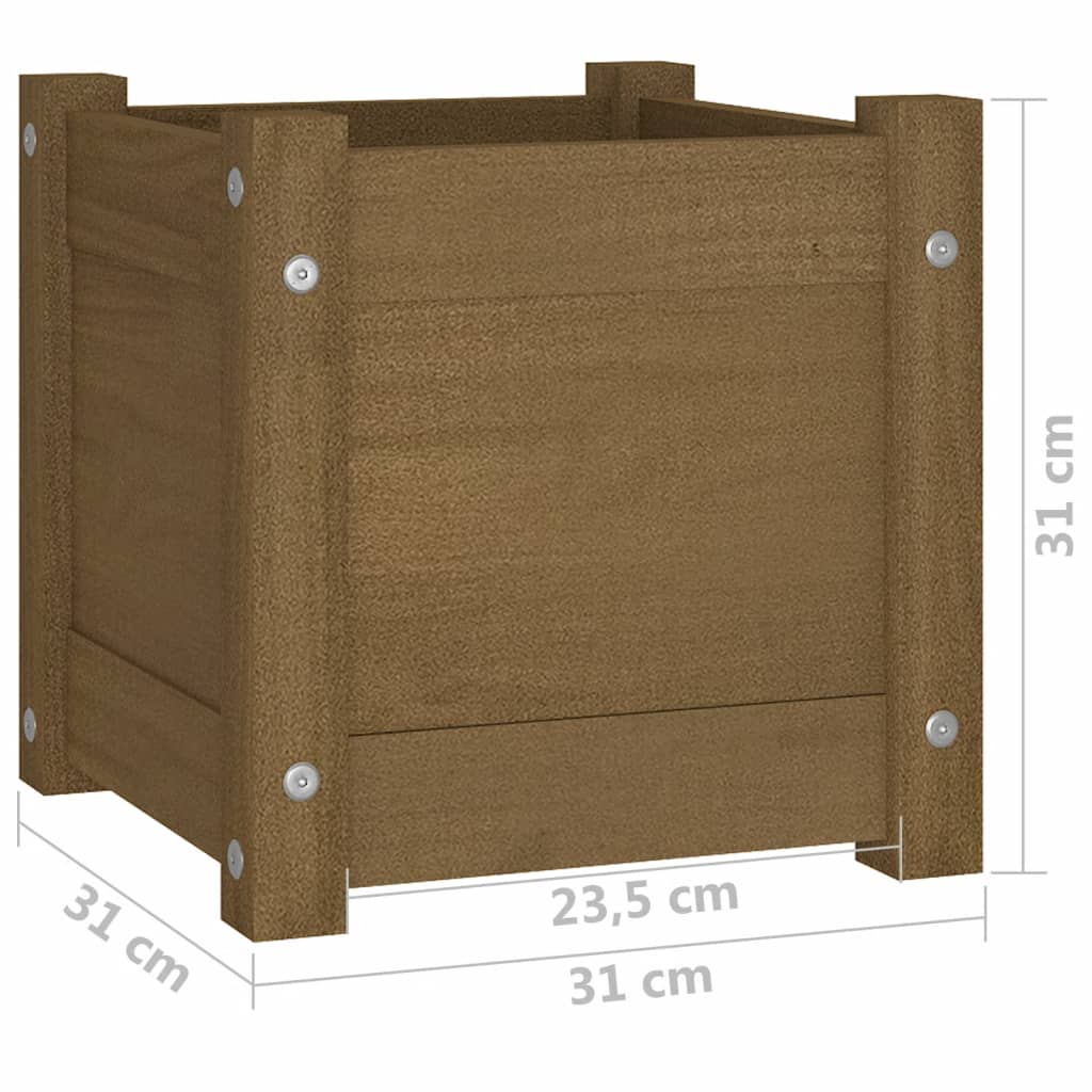 Vrtna sadilica smeđa boja meda 31x31x31 cm od masivne borovine