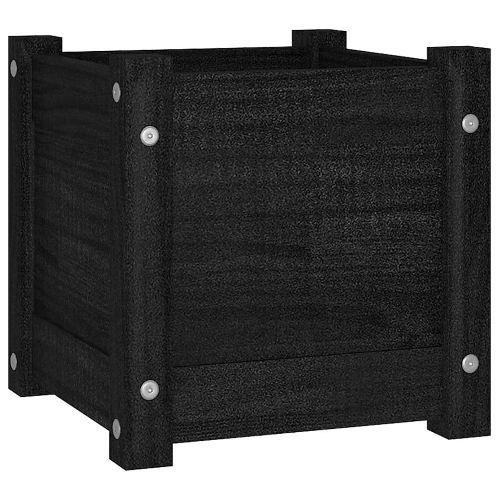 Vrtne sadilice 2 kom crne 31 x 31 x 31 cm od masivne borovine