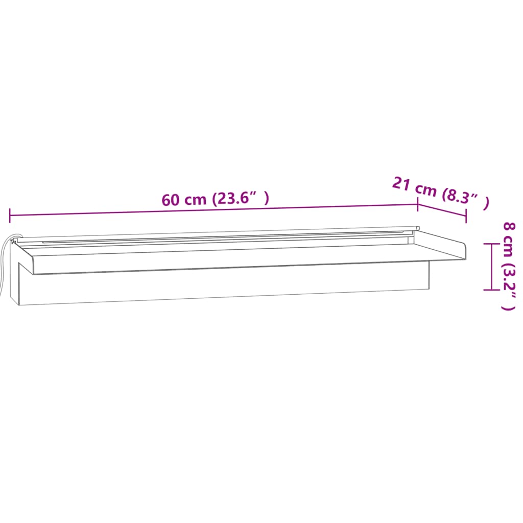 Prelijevajući vodopad RGB LED od nehrđajućeg čelika 60 cm