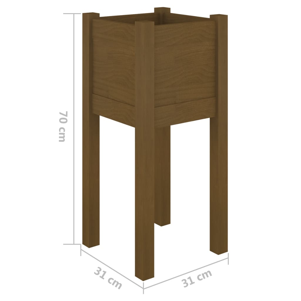 Vrtna sadilica smeđa boja meda 31x31x70 cm od masivne borovine