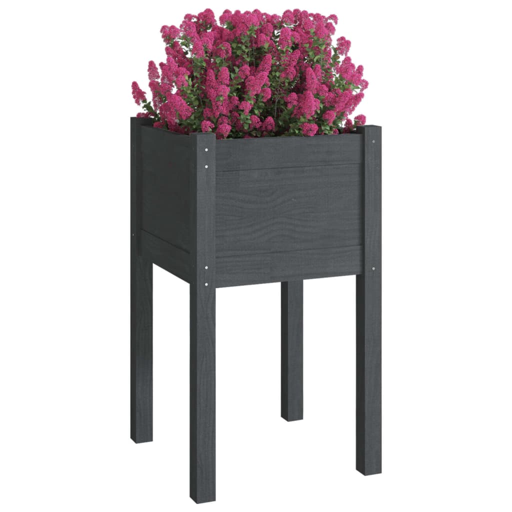 Vrtne sadilice 2 kom sive 40 x 40 x 70 cm od masivne borovine