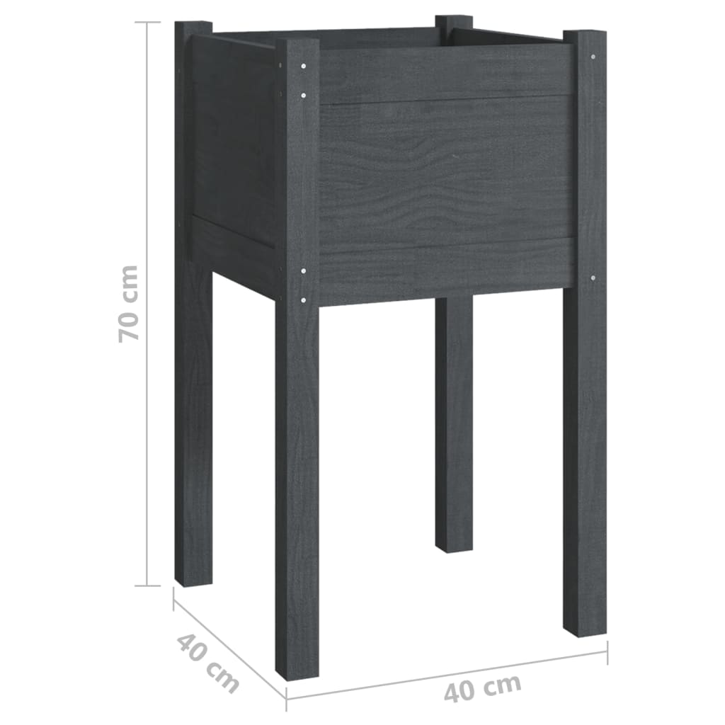 Vrtne sadilice 2 kom sive 40 x 40 x 70 cm od masivne borovine