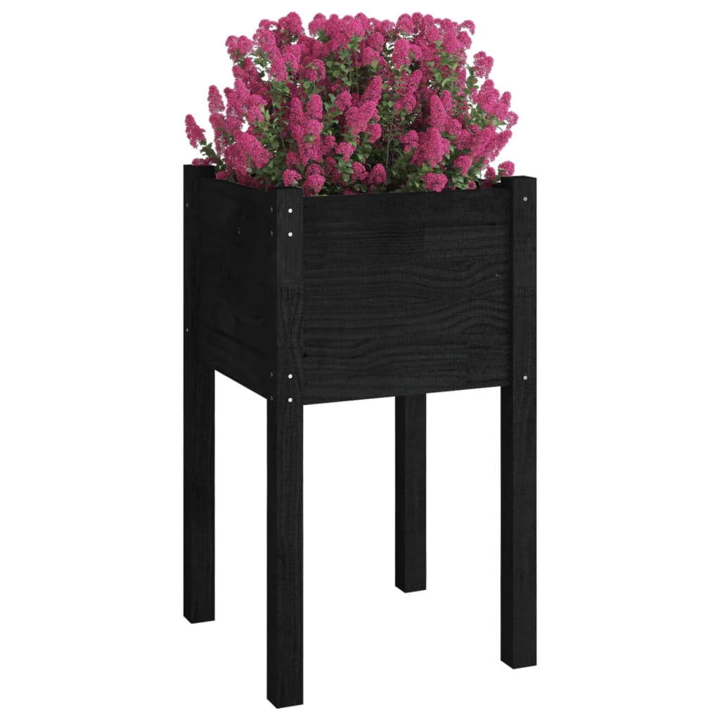 Vrtna sadilica crna 40 x 40 x 70 cm od masivne borovine