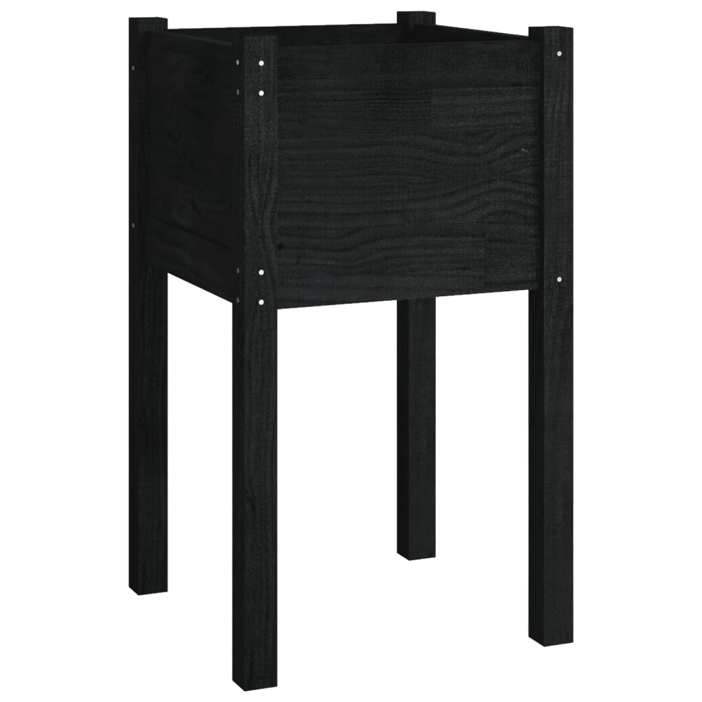 Vrtne sadilice 2 kom crne 40 x 40 x 70 cm od masivne borovine