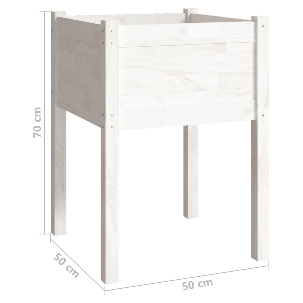 Vrtne sadilice 2 kom bijele 50 x 50 x 70 cm od masivne borovine