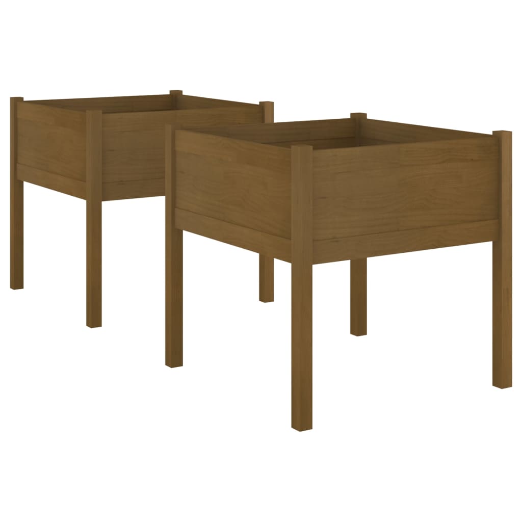 Vrtne sadilice 2 kom boja meda 70 x 70 x 70 cm masivna borovina