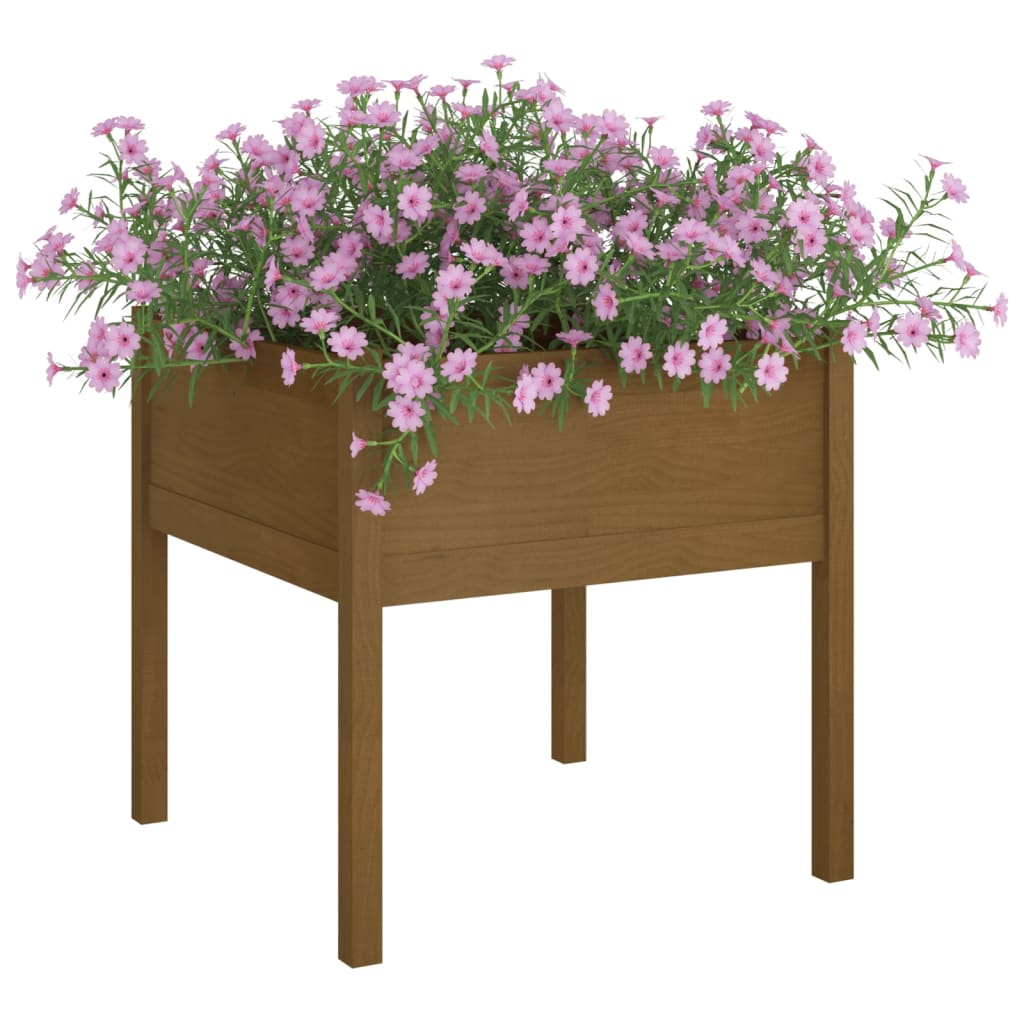 Vrtne sadilice 2 kom boja meda 70 x 70 x 70 cm masivna borovina