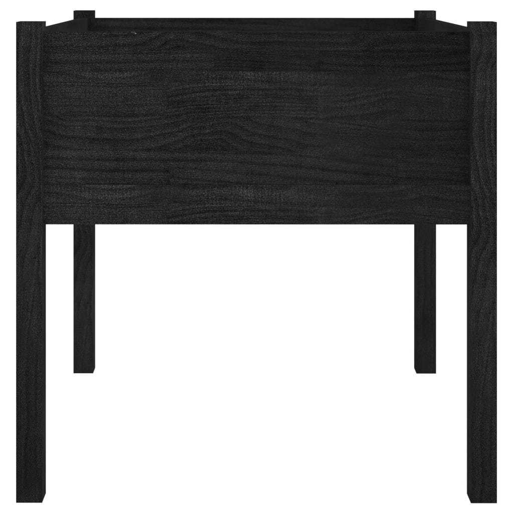 Vrtne sadilice 2 kom crne 70 x 70 x 70 cm od masivne borovine