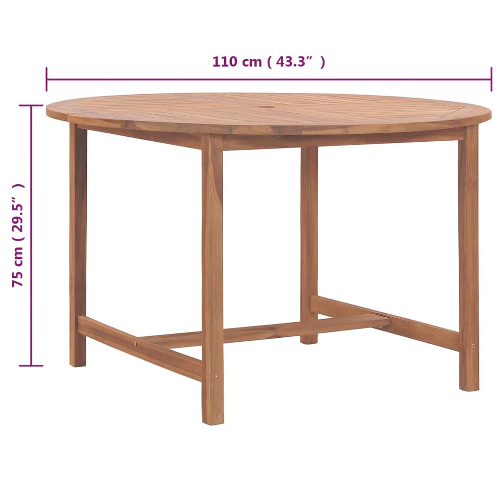 Vrtni blagovaonski stol Ø 110 x 75 cm od masivne tikovine
