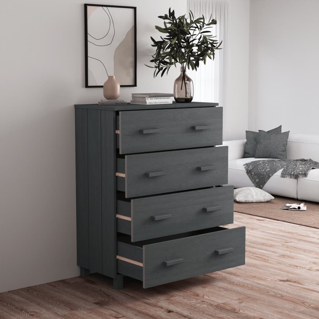 Komoda HAMAR tamnosiva 79 x 40 x 103,5 cm od masivne borovine