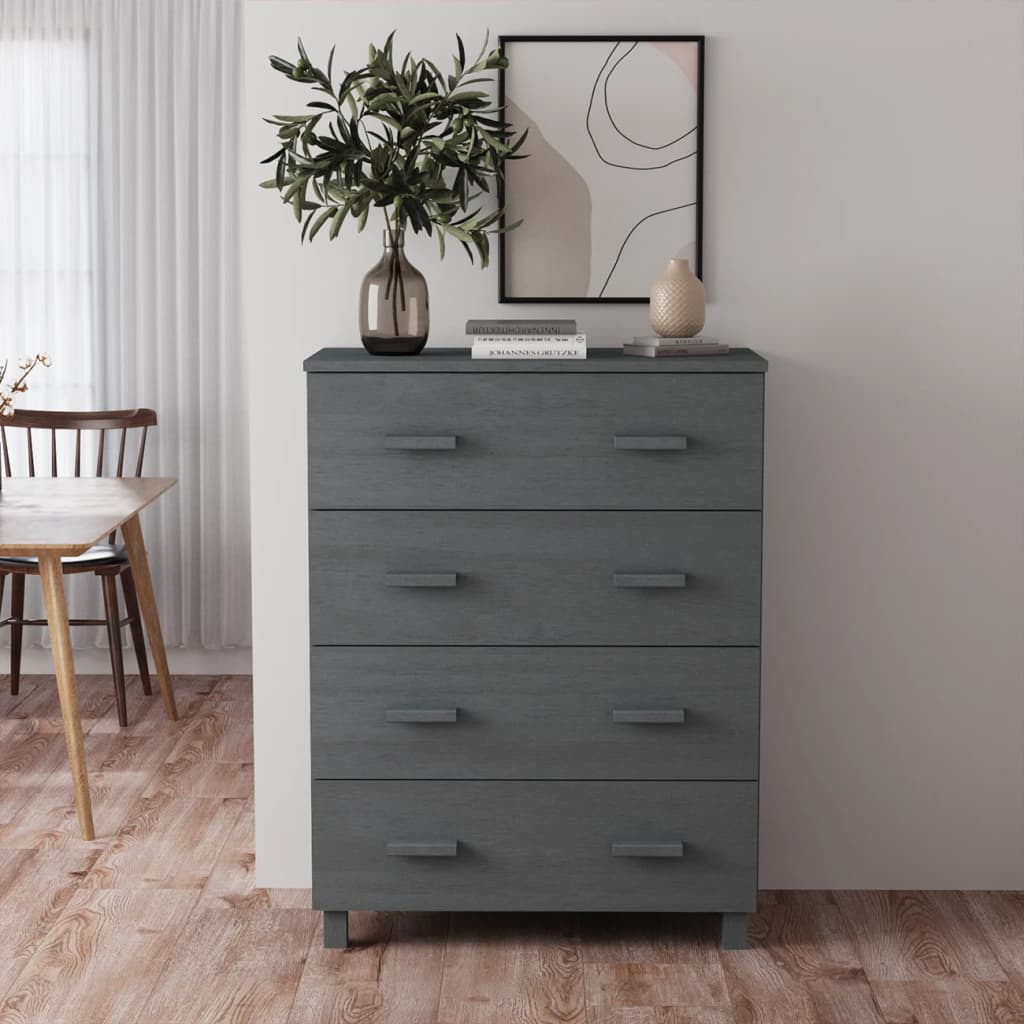 Komoda HAMAR tamnosiva 79 x 40 x 103,5 cm od masivne borovine
