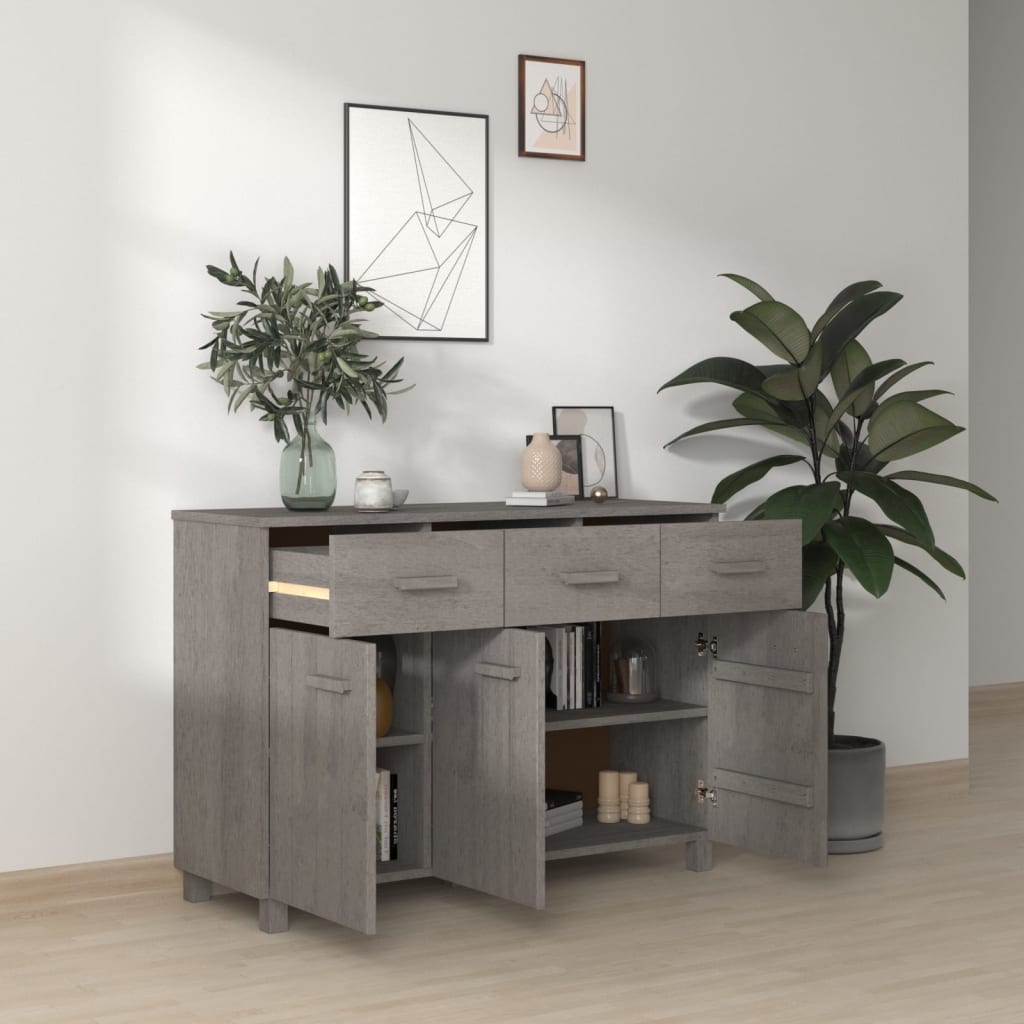 Komoda HAMAR svjetlosiva 113 x 40 x 80 cm od masivne borovine