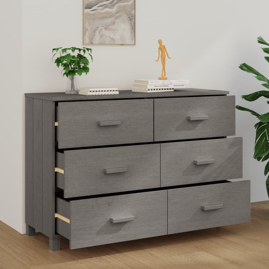 Komoda HAMAR svjetlosiva 113 x 40 x 80 cm od masivne borovine