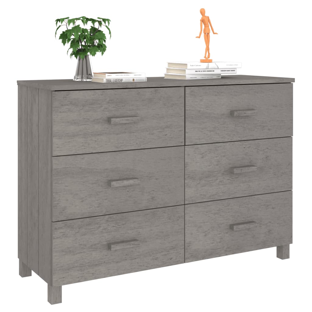 Komoda HAMAR svjetlosiva 113 x 40 x 80 cm od masivne borovine