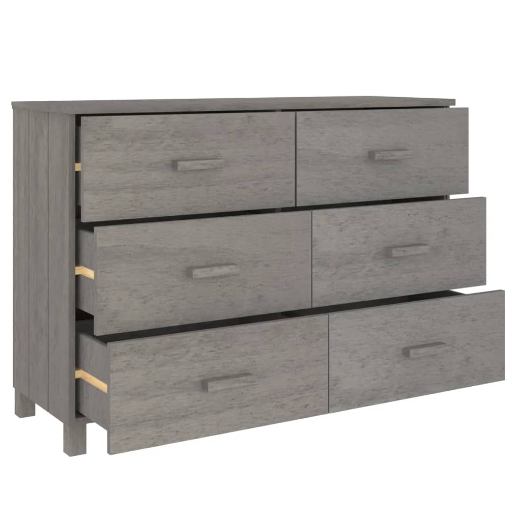 Komoda HAMAR svjetlosiva 113 x 40 x 80 cm od masivne borovine