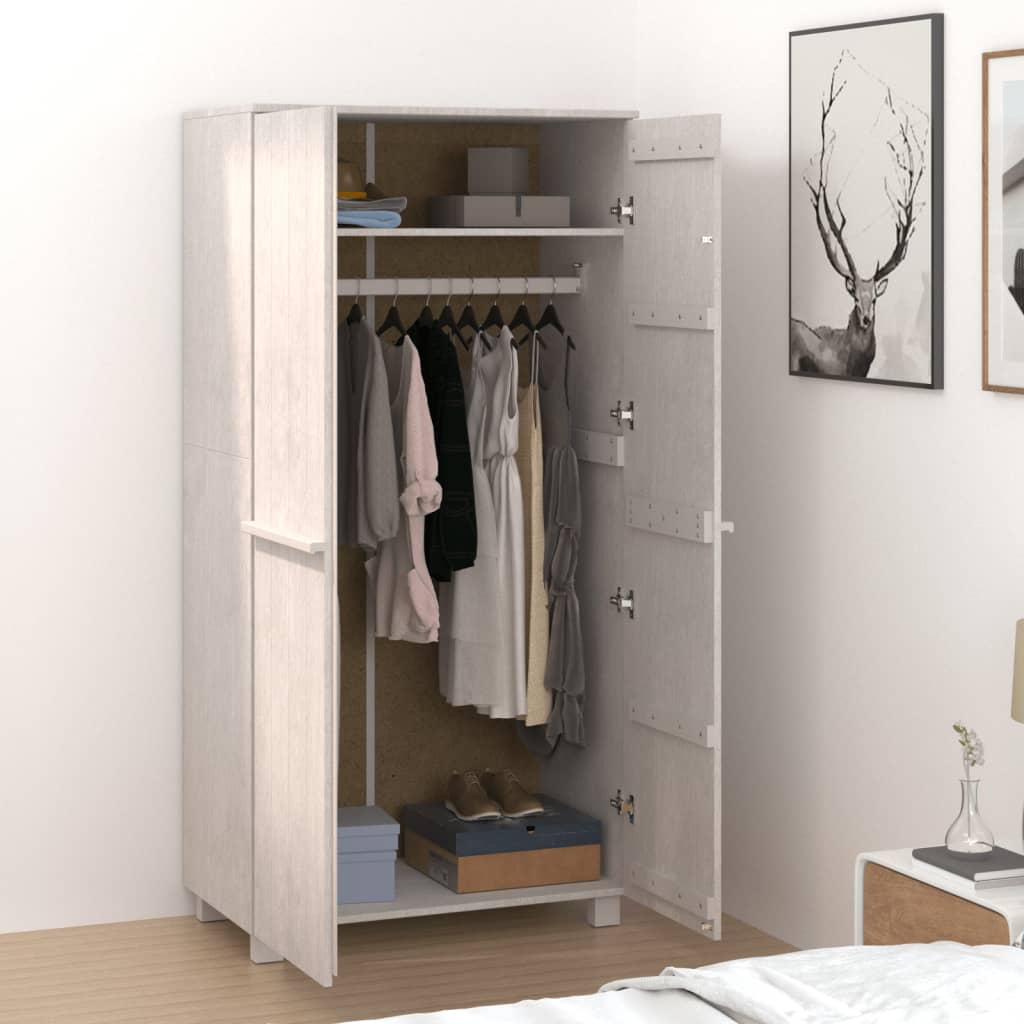 Ormar HAMAR bijeli 89 x 50 x 180 cm od masivne borovine