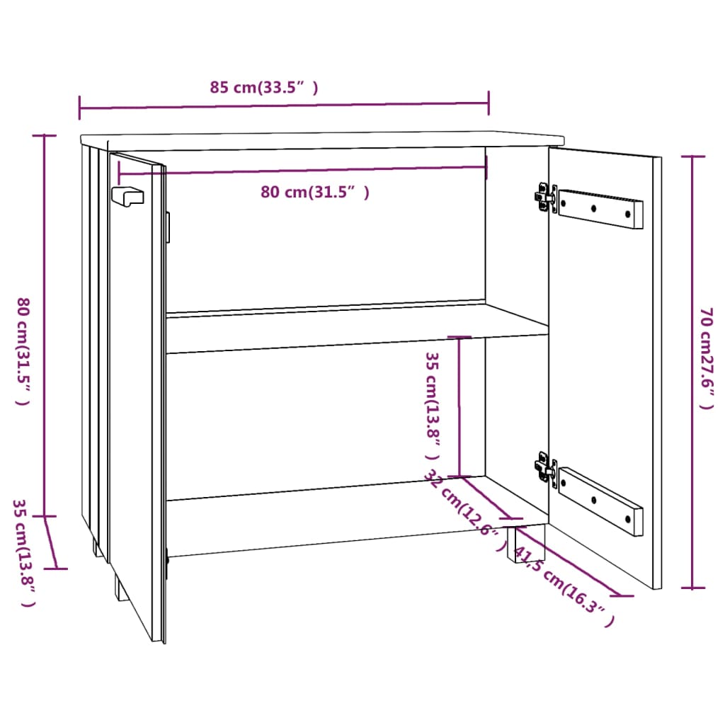 Komoda HAMAR bijela 85 x 35 x 80 cm od masivne borovine