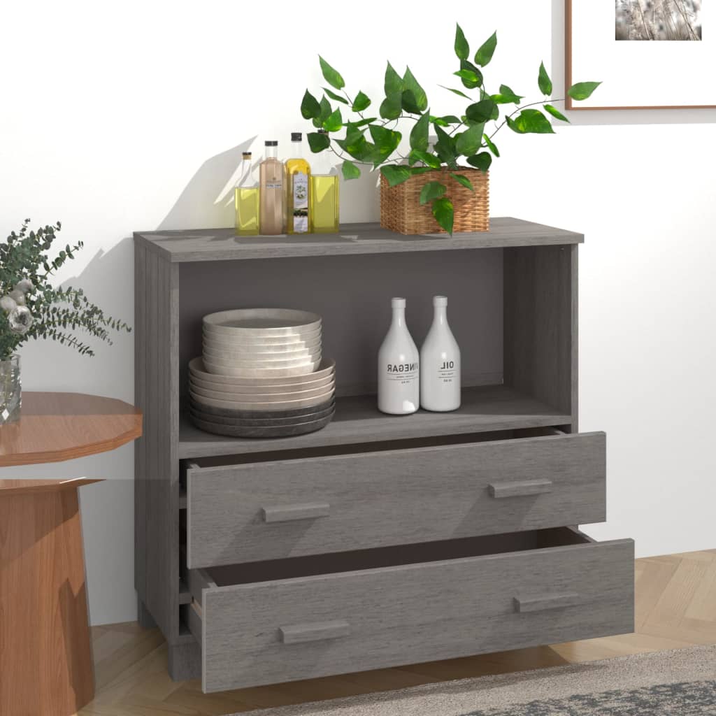 Komoda HAMAR svjetlosiva 85 x 35 x 80 cm od masivne borovine