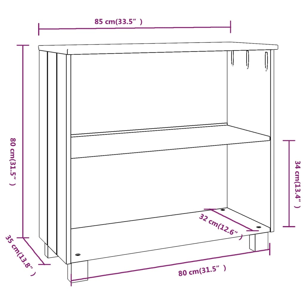 Komoda HAMAR bijela 85 x 35 x 80 cm od masivne borovine