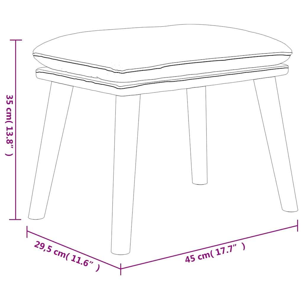 Tabure krem bijeli 45x29,5x35 cm baršunasti