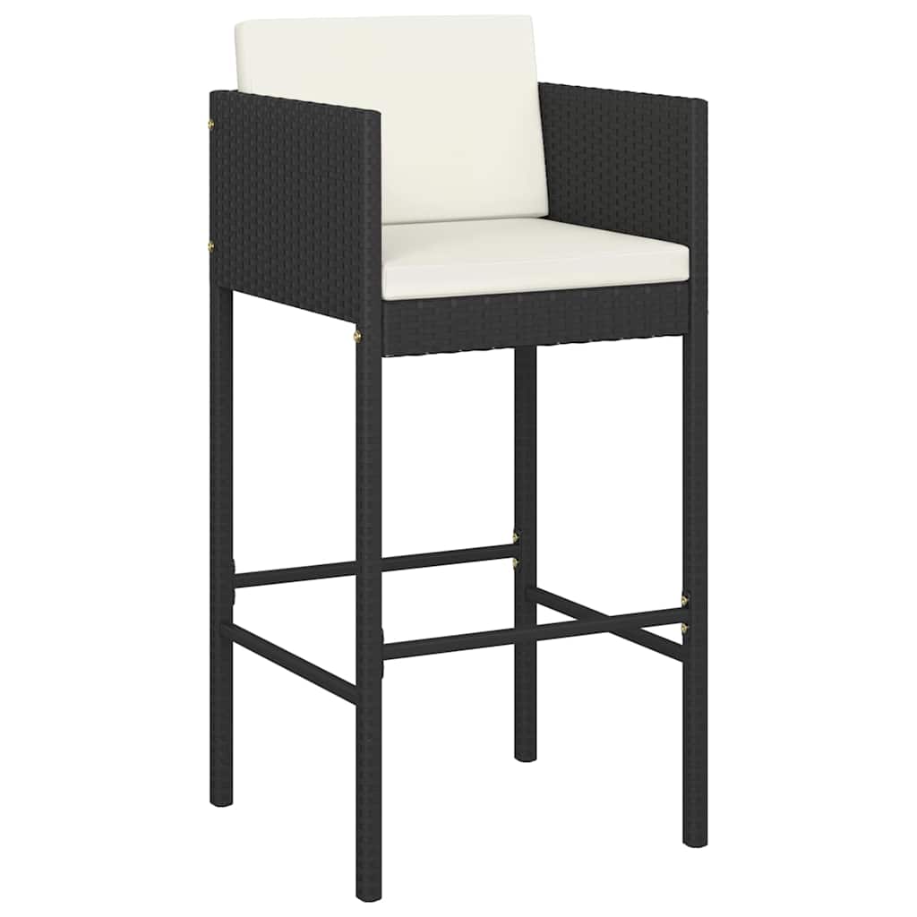 5-dijelni vrtni barski set od poliratana s jastucima crni Crna 80 x 80 x 110 cm