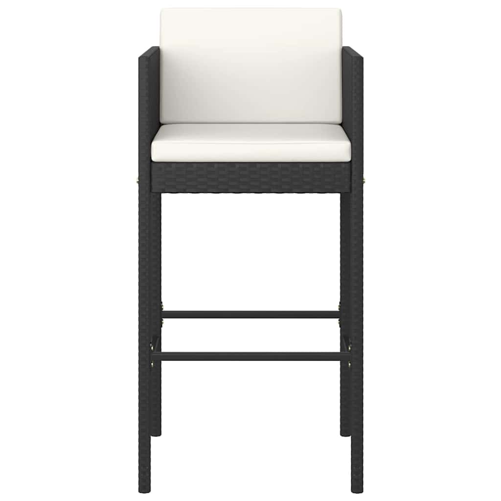 5-dijelni vrtni barski set od poliratana s jastucima crni Crna 80 x 80 x 110 cm