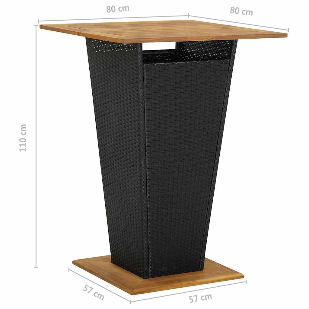 5-dijelni vrtni barski set od poliratana s jastucima crni Crna 80 x 80 x 110 cm