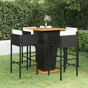 5-dijelni vrtni barski set od poliratana s jastucima crni Crna 80 x 80 x 110 cm