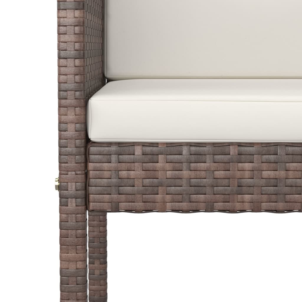 3-dijelni vrtni barski set od poliratana s jastucima smeđi