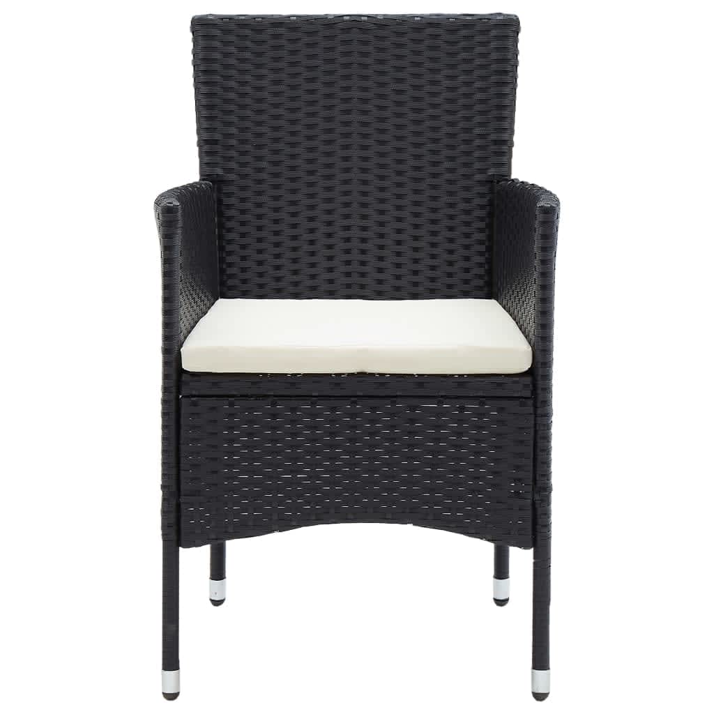 5-dijelni vrtni blagovaonski set od poliratana s jastucima crni
