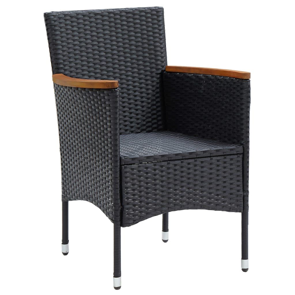 5-dijelni vrtni blagovaonski set od poliratana s jastucima crni