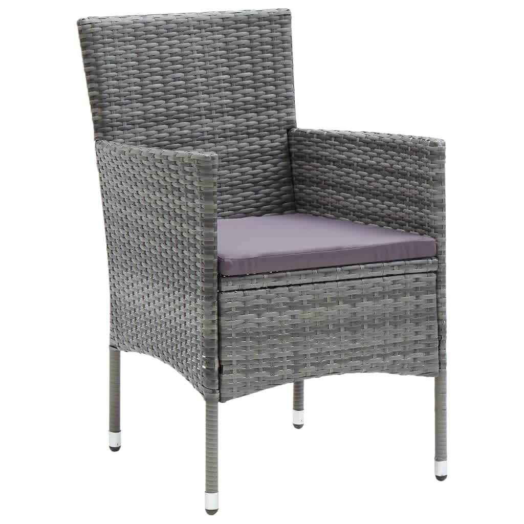 3-dijelni vrtni blagovaonski set sivi od poliratana