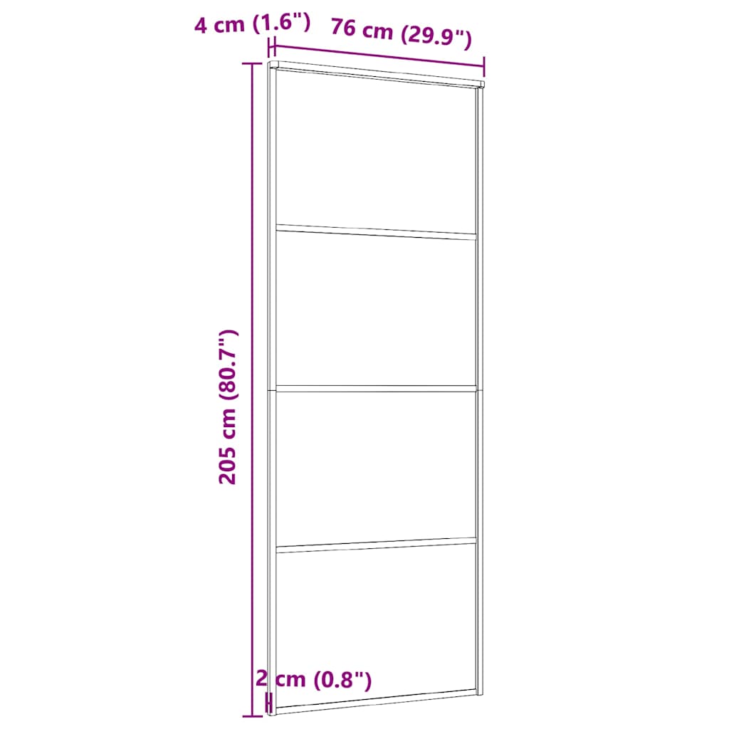 Klizna vrata od mutnog stakla ESG i aluminija 76 x 205 cm crna