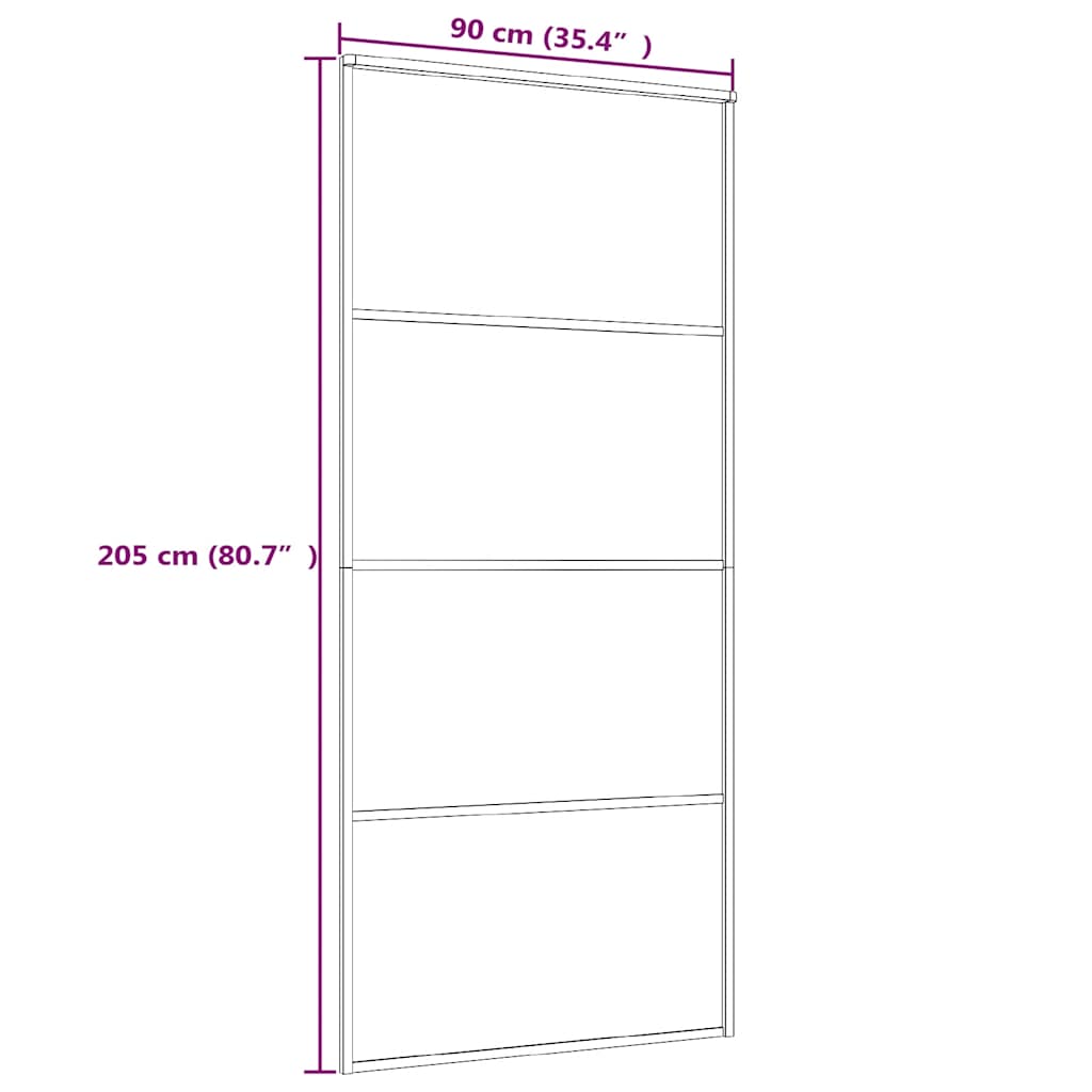 Klizna vrata od mutnog stakla ESG i aluminija 90 x 205 cm crna