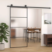 Klizna vrata od mutnog stakla ESG i aluminija 90 x 205 cm crna