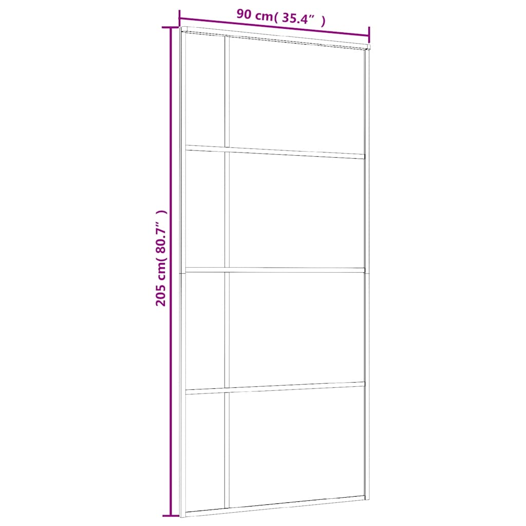 Klizna vrata od stakla ESG i aluminija 90 x 205 cm crna
