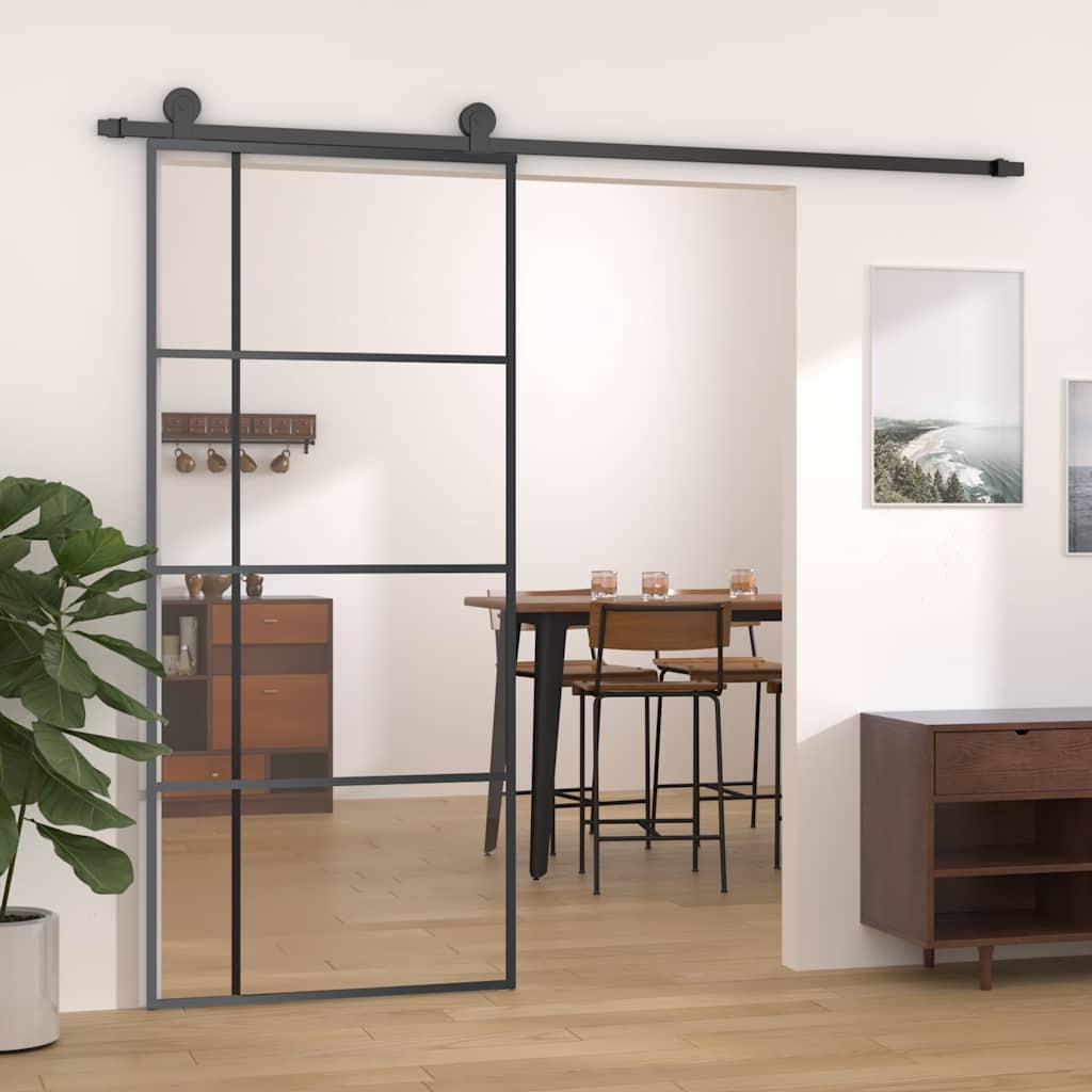 Klizna vrata od stakla ESG i aluminija 90 x 205 cm crna