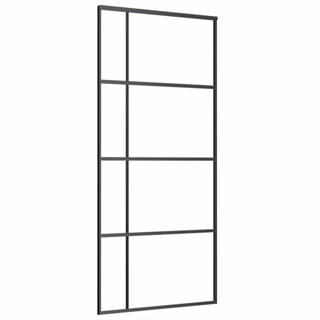 Klizna vrata od mutnog stakla ESG i aluminija 90 x 205 cm crna