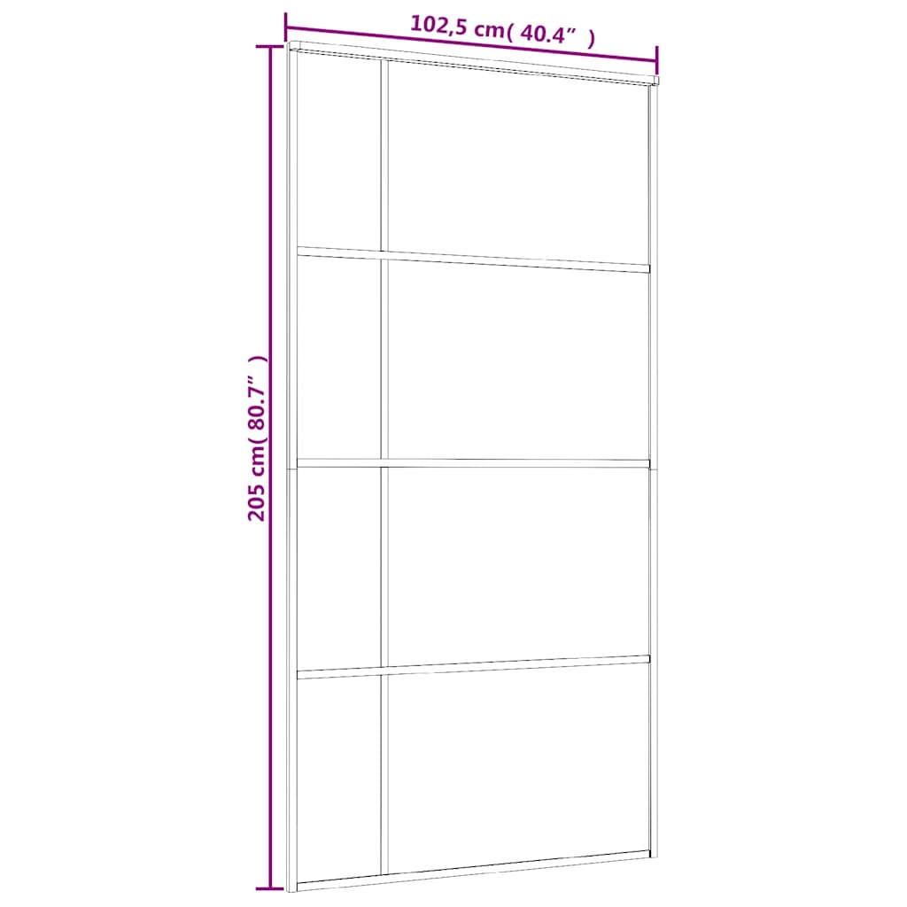 Klizna vrata od mutnog stakla ESG i aluminija 102,5x205 cm crna