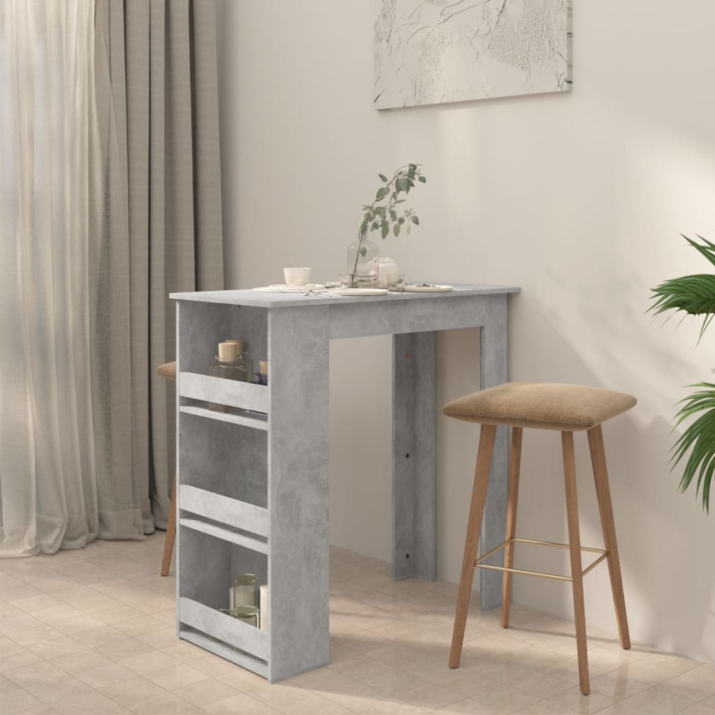 Barski stol sa stalkom za pohranu boja betona 102x50x103,5 cm