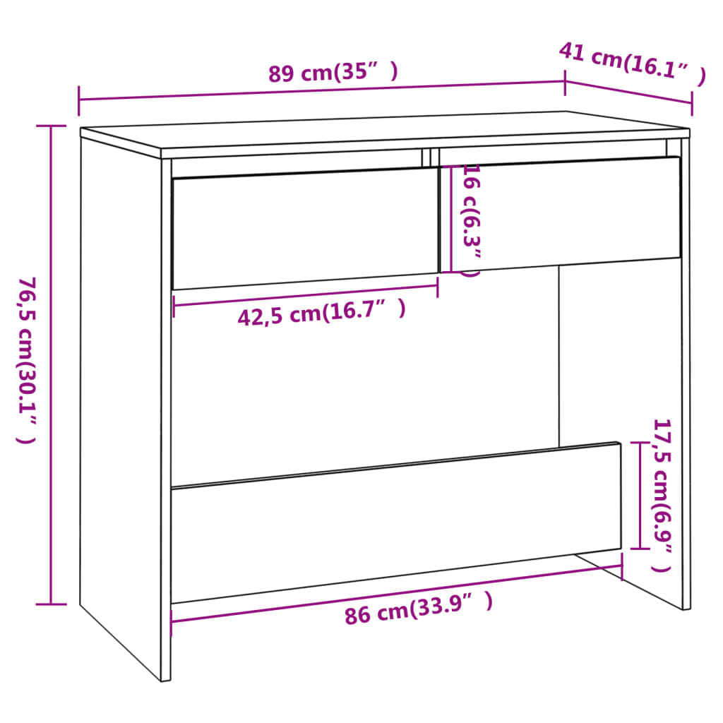 Konzolni stol boja betona 89 x 41 x 76,5 cm konstruirano drvo