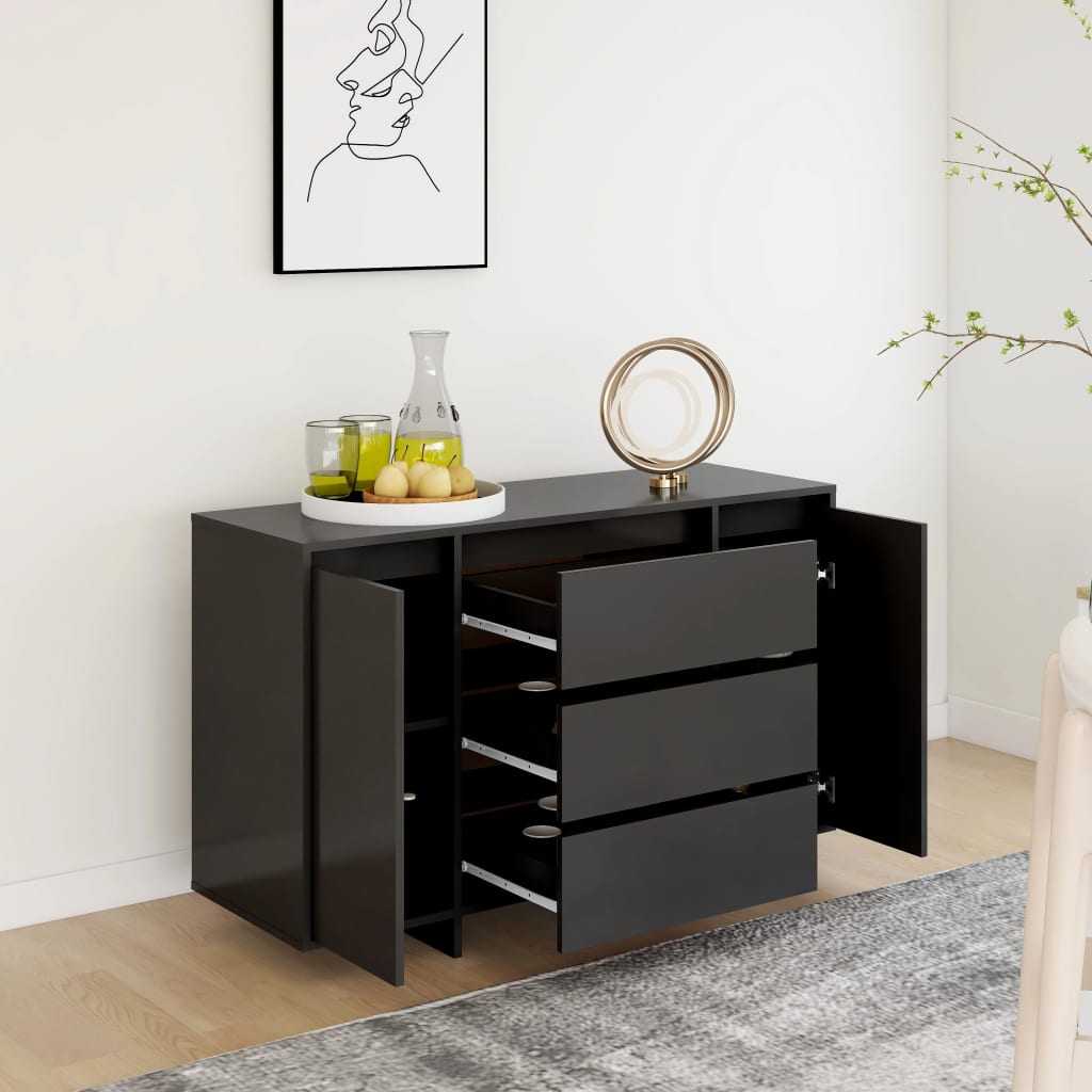 Komoda s 3 ladice crna 120 x 41 x 75 cm konstruirano drvo