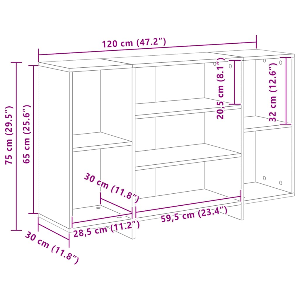 Komoda siva boja betona 120 x 30 x 75 cm od konstruiranog drva