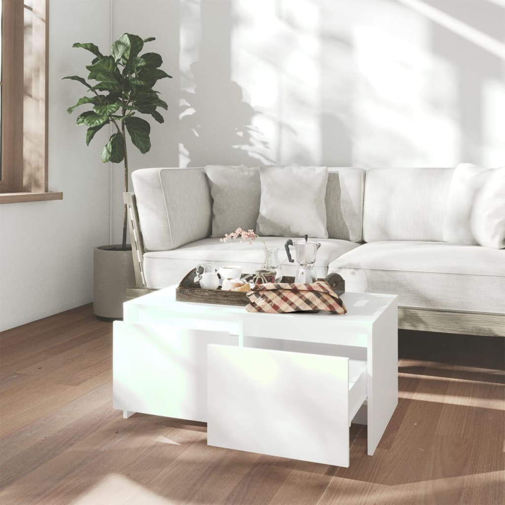 Stolić za kavu bijeli 90 x 50 x 41,5 cm od konstruiranog drva