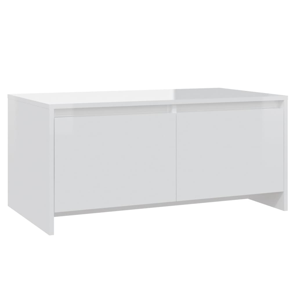 Stolić za kavu sjajni bijeli 90x50x41,5 cm konstruirano drvo