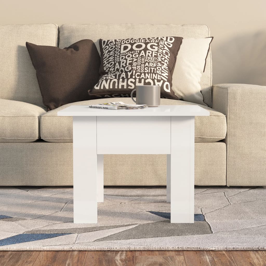 Stolić za kavu sjajni bijeli 55 x 55 x 42 cm konstruirano drvo