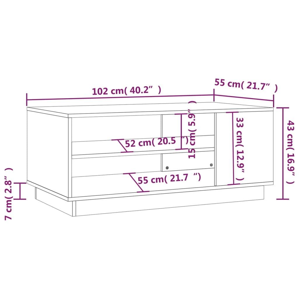 Stolić za kavu siva boja betona 102 x 55 x 43 cm od iverice