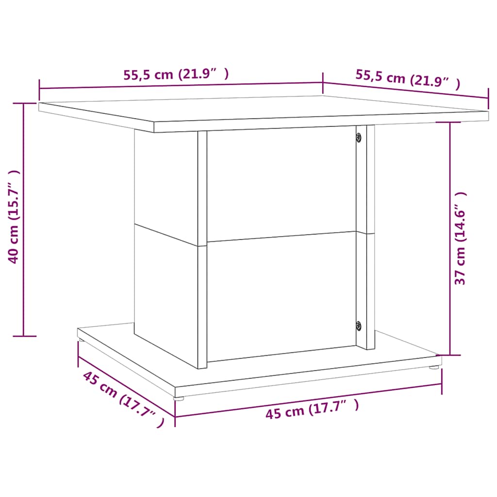 Stolić za kavu crni 55,5 x 55,5 x 40 cm od konstruiranog drva