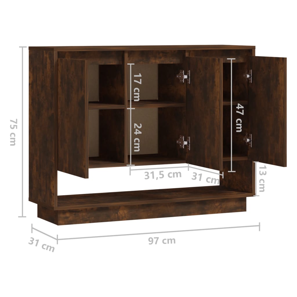 Komoda boja dimljenog hrasta 97 x 31 x 75 cm konstruirano drvo